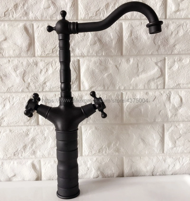 

Basin Faucets Oil Rubbed Bronze Double Cross Handle Bathroom Sink Faucet Swivel Spout Bathbasin Vanity Mixer Taps Nnf345