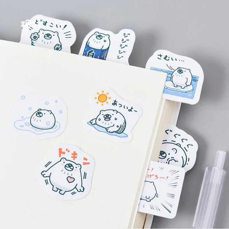 

Kawaii Stickers Warm White Bear Emoticon Cartoon Pattern Decoration DIY Scrapbooking Stick Office School Supplies Stationery