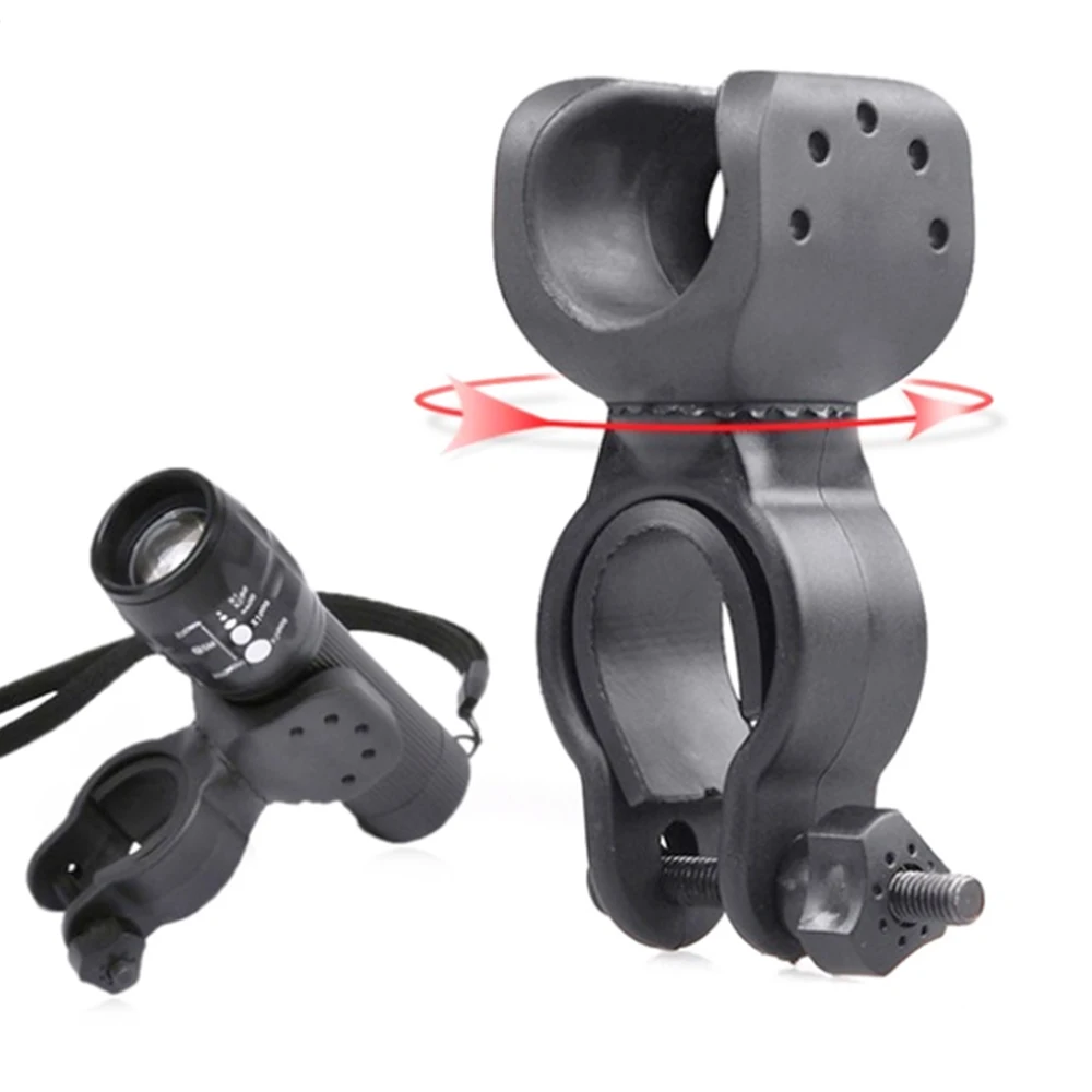 100pcs/lot 360 Degree Rotation Cycling Bicycle LED Flashlight Torch Mount Bike Headlight Front Light Clip Holder