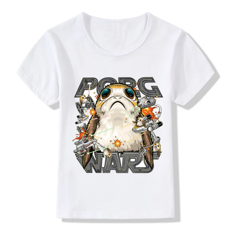 Fashion Pocket Porg Design Funny Children's T shirt Kids War Stars Casual T shirt Boys Girls Tops Tees For Toddler Baby,HKP5147