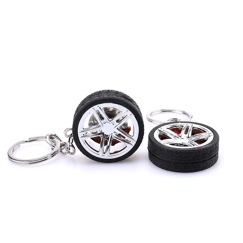 JDM style Car Tuning Wheel Rim Keychain Key Chain Auto Turbo JDM NOS Keyring with disc brake