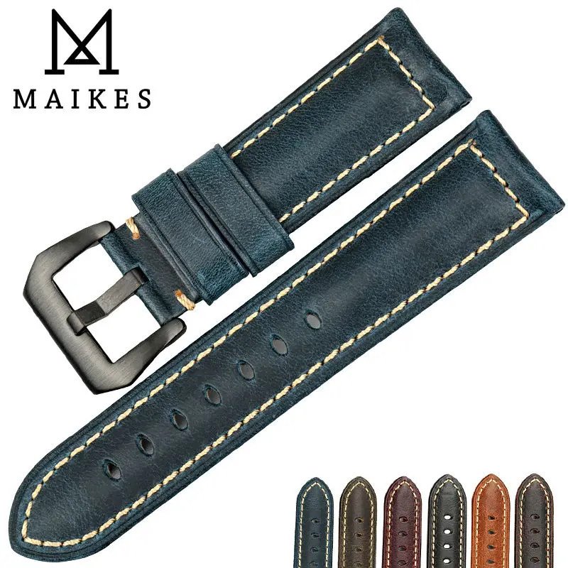 MAIKES bestselling watch accessories watchbands Italian vintage leather watch band leather strap for Panerai watch bracelet