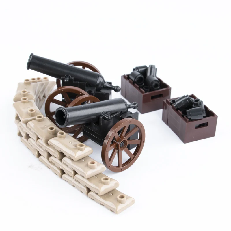 Medieval Cannon Building Blocks Military Accessories Battery Sandbag Soldiers Weapons Parts Army Bricks DIY Toys Assemble C038