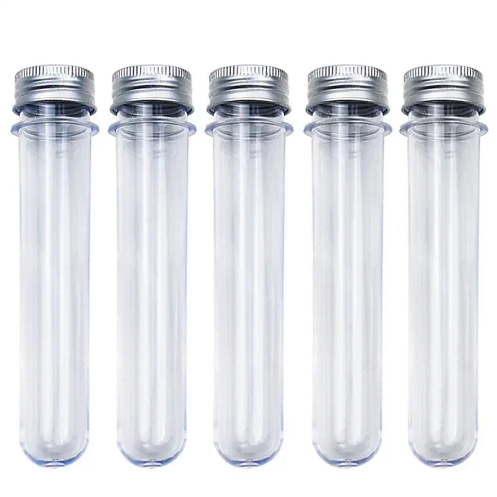 25pcs 30ml Excellent Plastic Transparent Test Tubes With Aluminum Cap Bottles School Supplies Lab Equipments 25x110mm