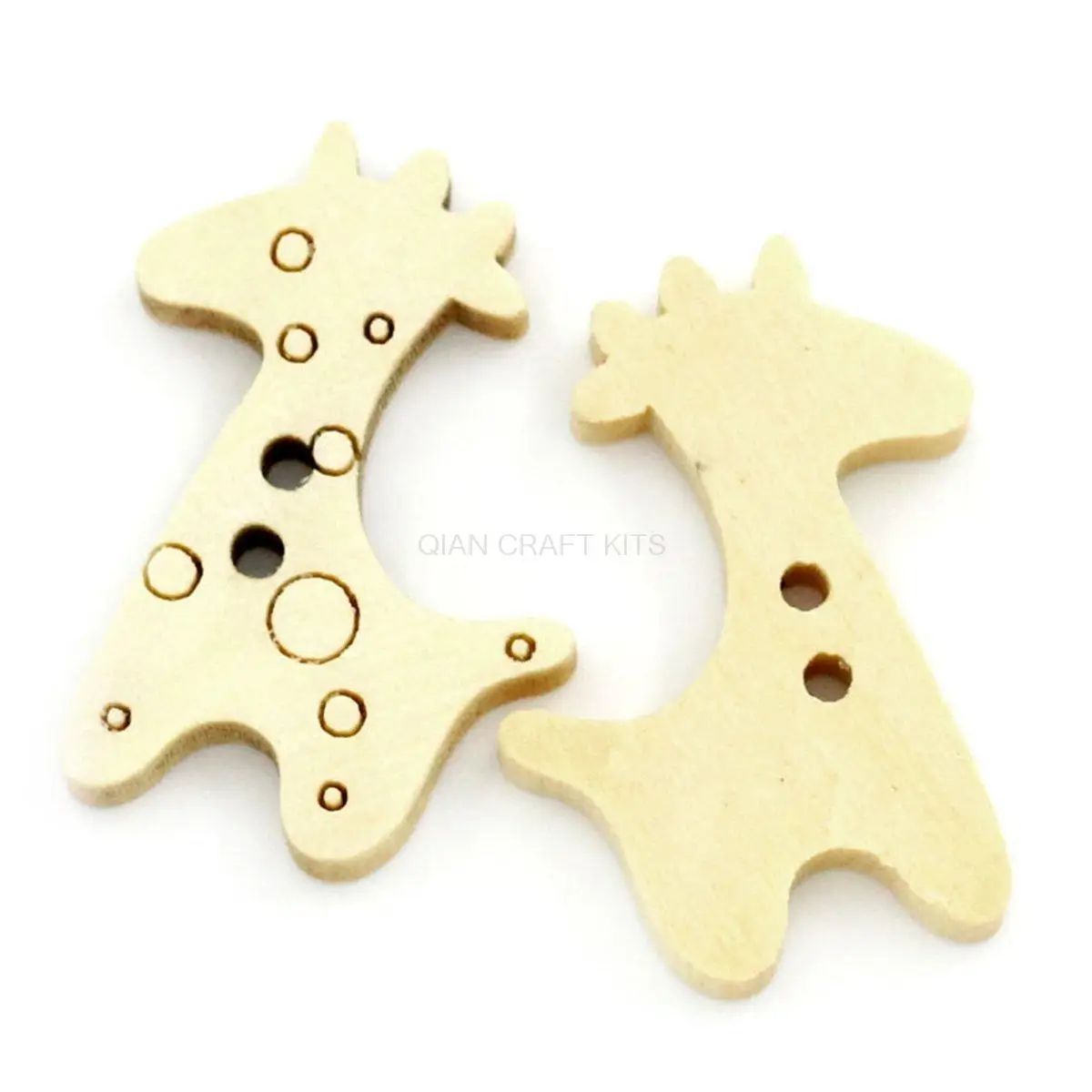 400pcs Giraffe Natural color sewing on children Wooden Buttons cabochons 25mm Wood scrapbooking 2 Holes Giraffe Natural 1