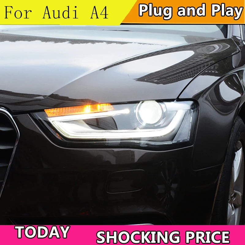 doxa Car Styling for Audi A4 2014 2015 Headlights High Configuration A4 B9 LED DRL Lens Double Beam H7 HID Xenon bi xenon lens