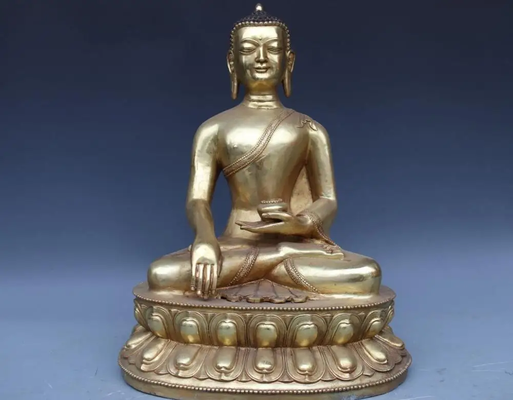 

Tibet Buddhism Bronze Copper Gild Sakyamuni Tathagata Amitabha Buddha Statue