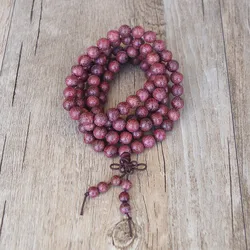 Handmade 8MM 108 Mala Beads Bracelet Tibetan Buddhism Chakra Bracelet Necklace Men Lucky Prayer Mala Wood Charm Strand Bracelet