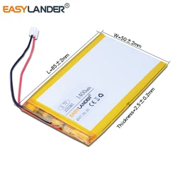 255085 3.7V 1400mAh Polymer Li-ion Battery For MP4 MP5 Speaker Navigator Traffic recorder connector 255083 tolino vision