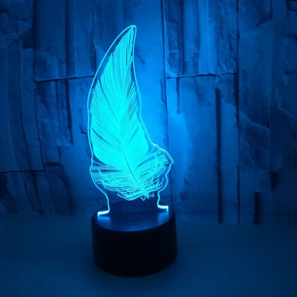 Feather Colorful 3d Nightlight Desktop  Usb Led Kids Lamp Kids Room Led 3d Light Fixtures Powerbank Night Light