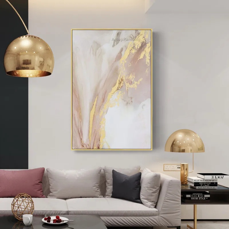 Brightness Gold Warm Color Abstract Oil Painting on Canvas Hand painted Wall Art Pictures For Home Hall caudros decoracion