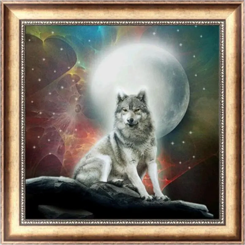 sell well,5D, DIY,Diamond Embroidery Mosaic,Wall Art Painting,Full square,Diamond Painting Cross Stitch Moon wolf YW