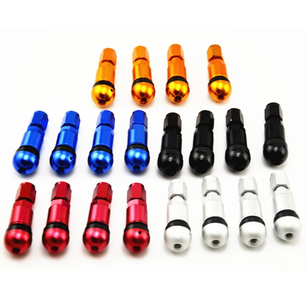 4pcs Bolt-in Aluminum Car Tubeless Wheel Tire Valve Stems With Dust Caps Blue Red Silver Black Gold