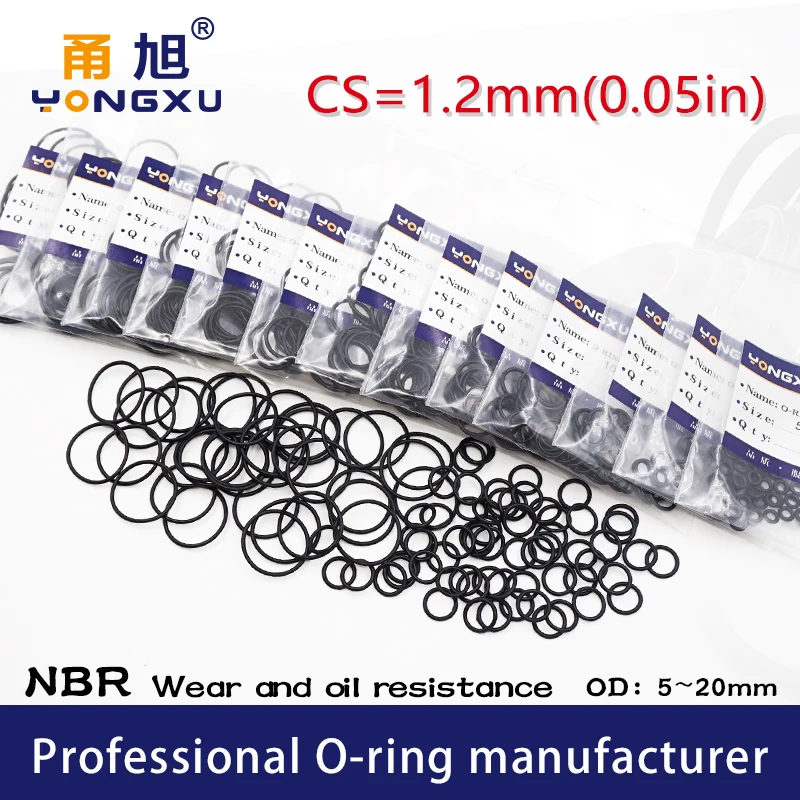 CS 1.2/2/4mm O-ring thickness cross section NBR Nitrile rubber sealing gasket rubber washer ring wholesale in specifications