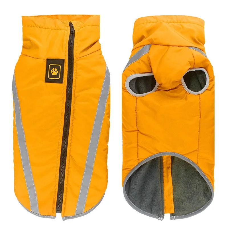 Winterwarmer Mantel für große Hunde, Fleece-Futter, wasserdichte Haustierjacke für große und mittelgroße Hunde, reflektierende Weste, Bulldogge, Labrador-Kostüme – Detail 5