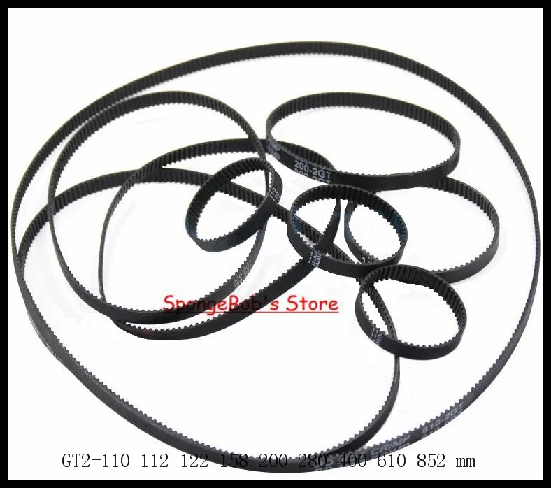 GT2-110 122 158 200 280 300 400 852mm Synchronous Belts Closed Loop Timing Belt Rubber 2GT 6mm 3D Printers Parts