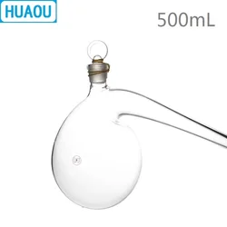 HUAOU-réplica de 500mL con tapón de vidrio molido, frasco de destilación de vidrio, borosilicato 3,3, laboratorio químico