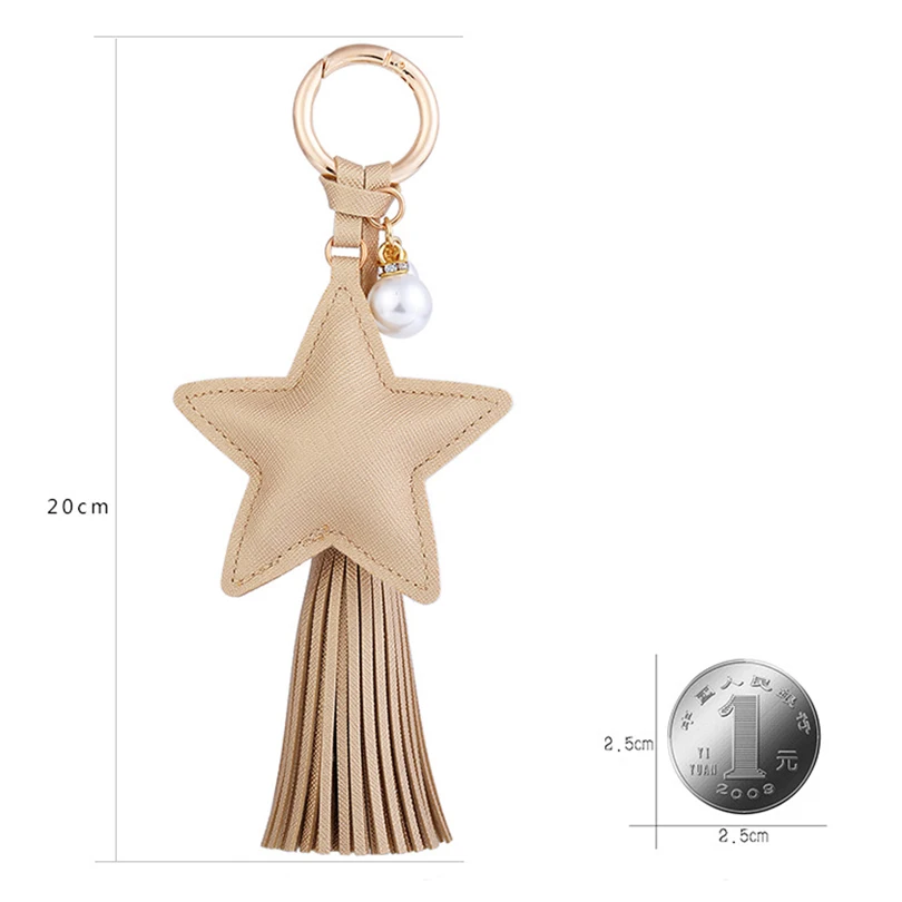 PU Leather Tassel With Star Bags Pendant Car Keychain Fashion Women Handbag Jewelry Gift R282