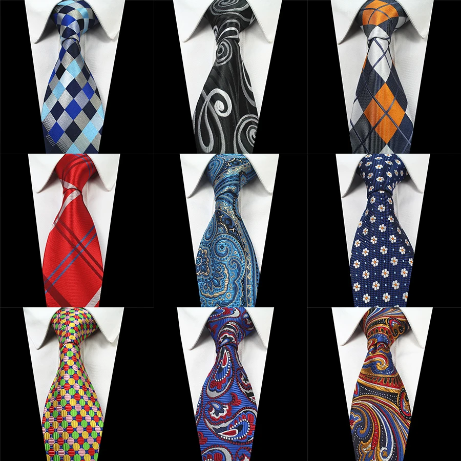 

RBOCOTT Classic Silk Mens Tie 8cm Neck Ties Paisley Plaid&Check Necktie for Men Black Tie Business Red Wedding Party Gravatas