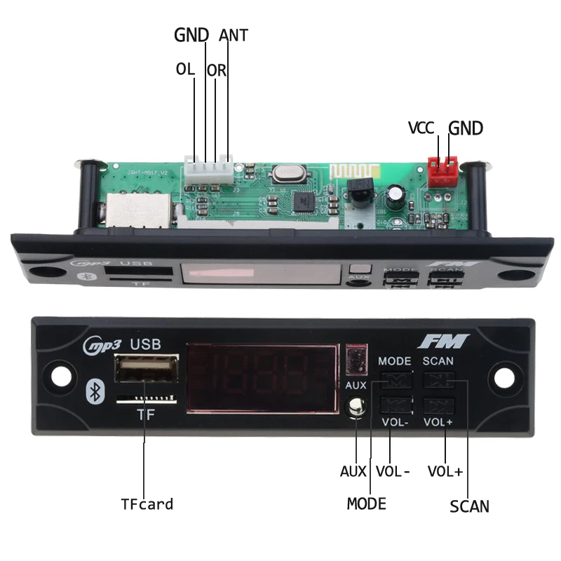 블루투스 5.0 무선 MP3 플레이어 WMA 디코더 보드, USB TF FM 라디오, 3.5mm AUX 모듈 자동차 키트, 무선 MP3 음악 플레이어, DC 12V