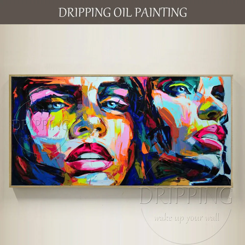 

Artist Hand-painted Top Quality Abstract Double Faces Oil Painting on Canvas Rich Colors Abstract Double Portraits Oil Painting