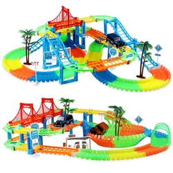 Nieuwe Flexibele Railway Racing Track Play Set Diy Bocht Lichtgevende Race Track Auto Elektronische Flash Licht Gloeiende Auto Speelgoed Voor kinderen