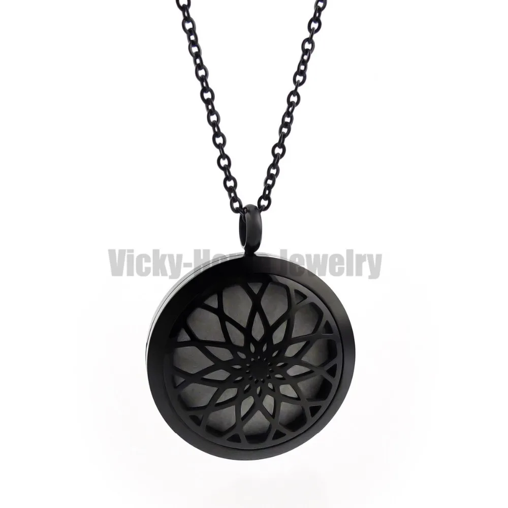 30mm-38mm Arch With Free Chain Lotus Aromatherapy Essential Oils 316L Stainless Steel Perfume Diffuser Locket Necklace