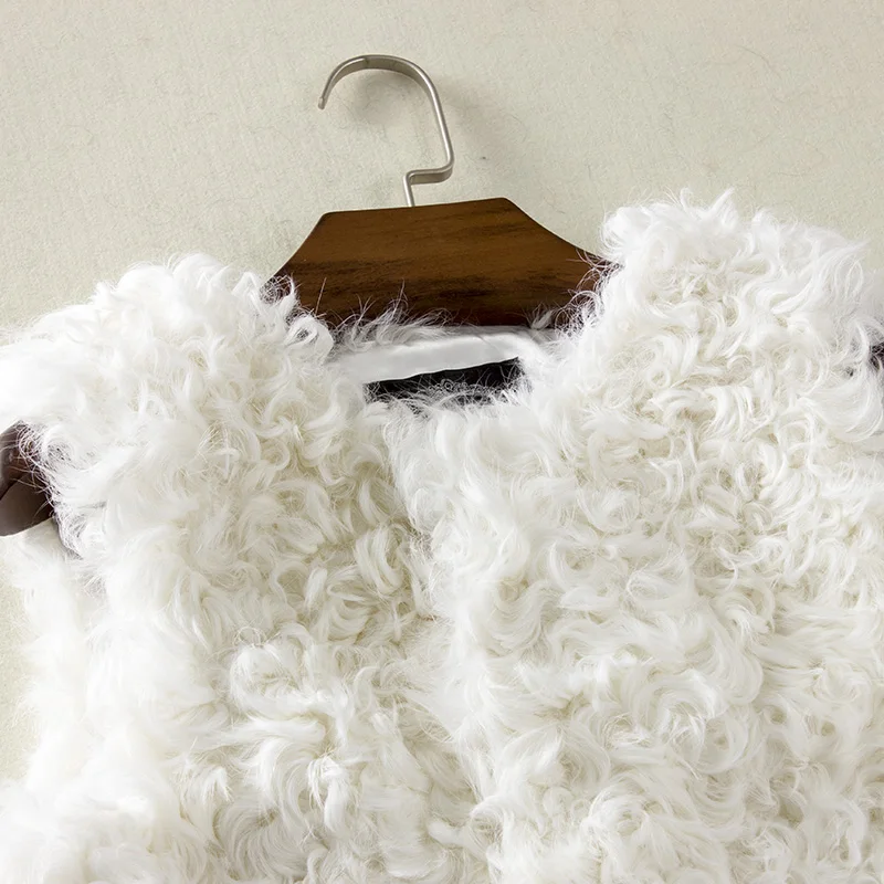 long natural sheep fur vest  real womens fur vests Coat length 85CM lamb fur vest