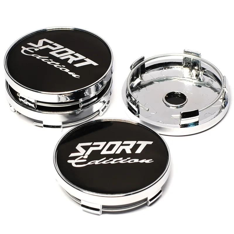 4pcs 60mm with Metal Aluminum 56mm SPORT Edition Logo Car Wheel Center Hub Cap Rim Refit Creative Badge Covers Decoration Hubcap