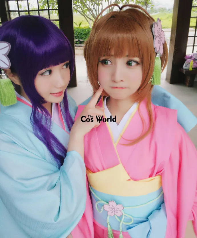 Cardcaptor Kinomoto Sakura Daidouji Tomoyo Japanese Kimono Yukata Outfits Customize Anime Cosplay Costumes