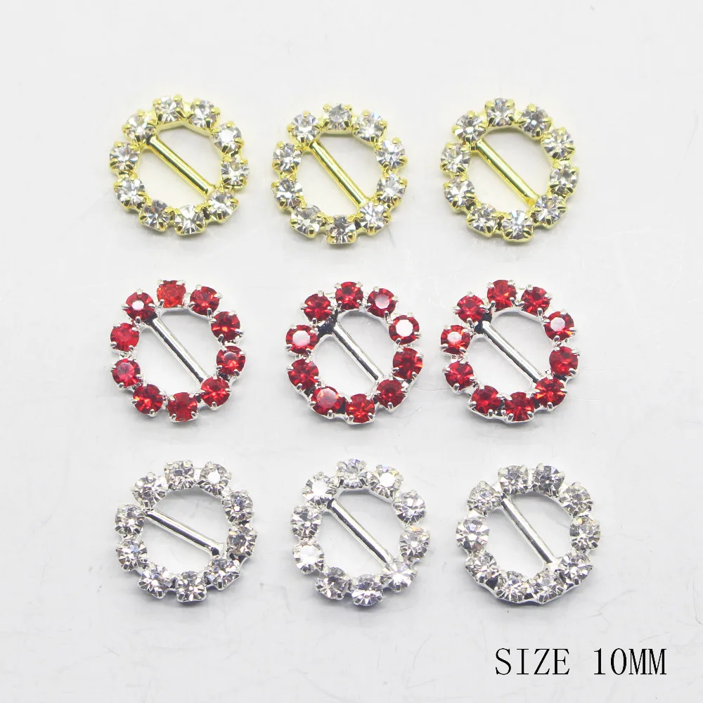 ZMASEY Sale Price 10mm (Inner Bar 6mm) 10Pcs/Lot  Round Three Color Buckle DIY Invitation Ribbon Slider For Wedding Decoration