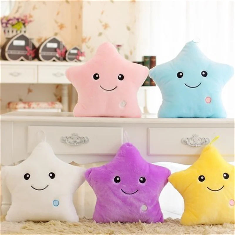 New Glow In The Dark Toys kids Luminous Star Soft Stuffed Plush Cotton Pillow Toy Led Light Glowing Pillow Child Gift Toys