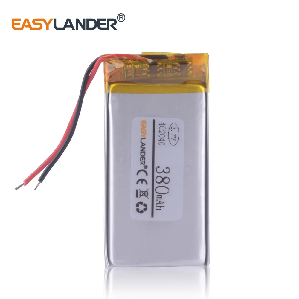 3.7V 402040 380mAh Rechargeable Lithium Li-ion Polymer Battery