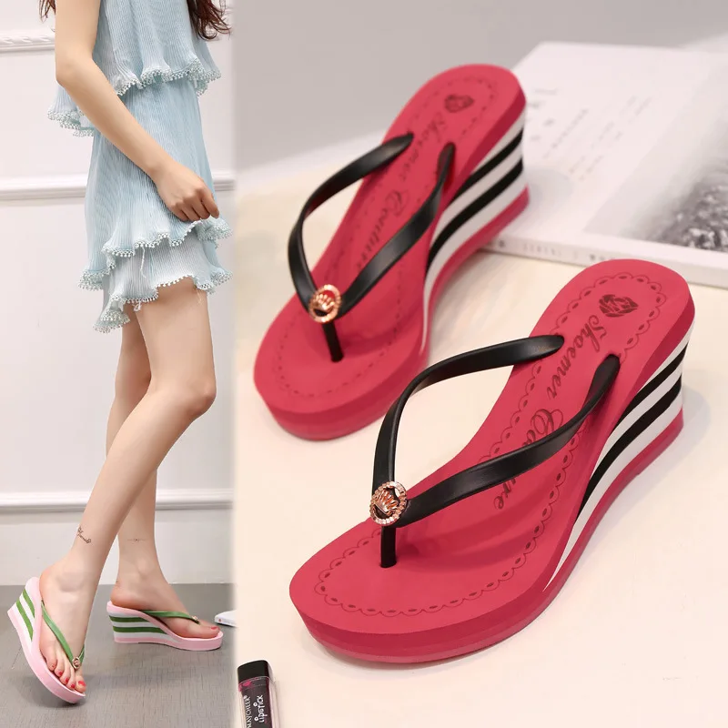 clip toe flip flops woman wedge slippers shoes woman designer slides women 2024 flipflops wedges dames summer slipers ladies