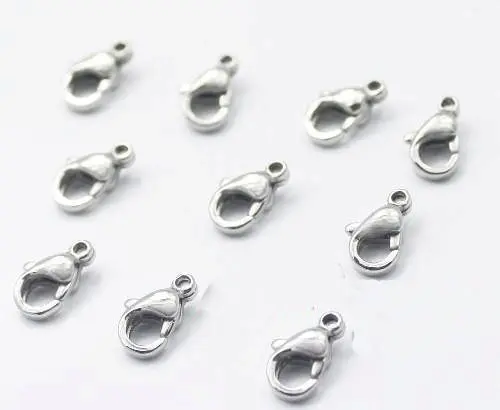 

Lot 100pcs 9mm Jewelry findings Polished Stainless steel lobster clasps Fit Chain DIY accessories