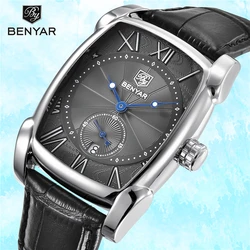 Men's Watches BENYAR New Fashion Business Quartz Wristwatch Mens Top Luxury Brand Waterproof Leather Watch Men Relogio Masculino