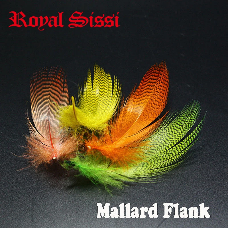 

Royal Sissi 5colors set finely barred mallard flank feathers teal duck feathers trout salmon wet flies wings fly tying materials