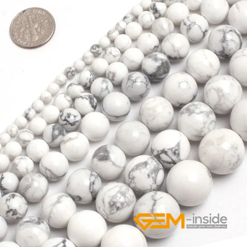 Natural Stone White Howlite Round Loose Beads For Jewelry Making Strand 15