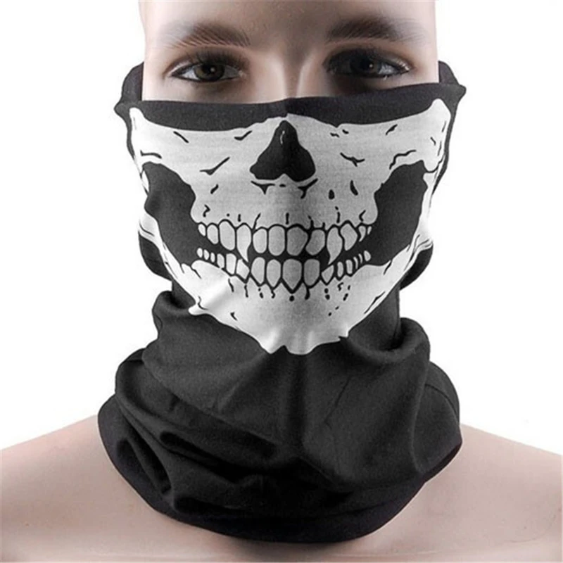 Skull Bandana Hiking Scarves Bike Motorcycle Helmet Neck Face Mask Anti-Dust Headband Hat SKi Sport Cycling Crarf Mask Halloween