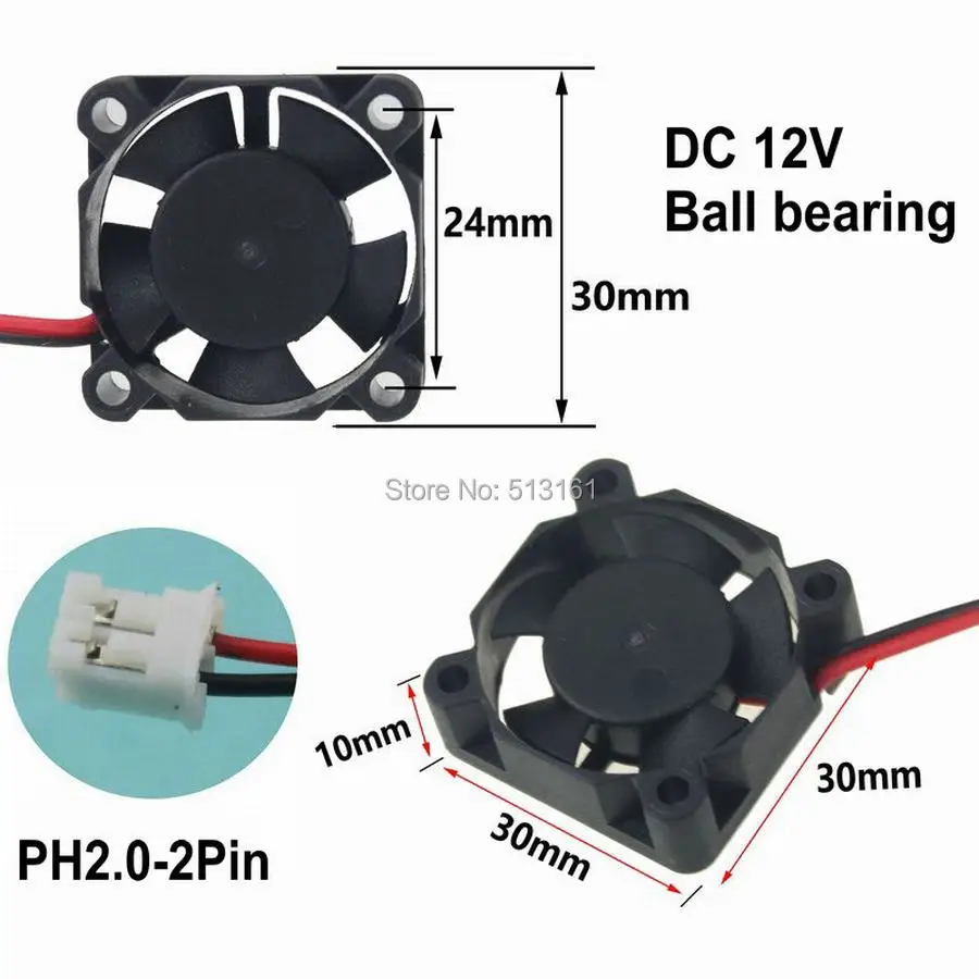 1Pcs Gdstime Brushless DC Cooling Ball Bearing Fan 3010 3cm 30mm 12V 30x30x10mm