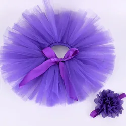 Purple Baby Girls Fluffy Tutu Skirt & Headband Set Newborn Photo Prop Costume Infant Birthday Tulle Tutus Outfit  For 0-12M