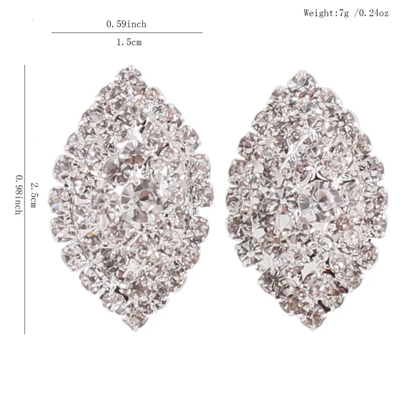 Grace Jun Bridal Rhinestone Crystal Big 3 Layer Geometric Style Clip Earrings Non Piercing for Women No Hole Ear Clip Hot Sale