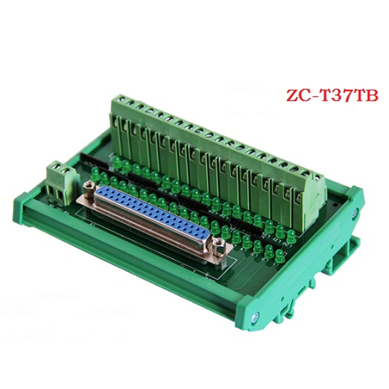 DB37 female connectors terminal block breakout board adapter DIN Rail Type with Led Indicator
