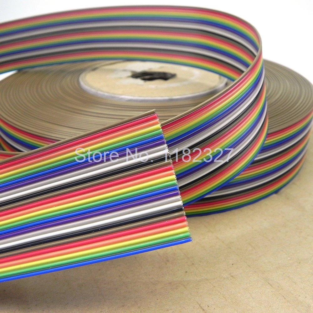 (10 meters/lot) Flat Color Rainbow Ribbon Cable Wiring Wire 26 Pin 1.27mm Pitch For IDC FI-RE connector