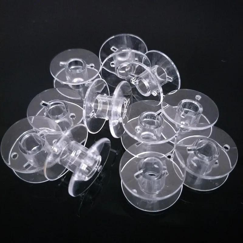 Hot sell 10pcs Clear Plastic Empty Bobbins For Brother Janome Singer Sewing Machines BB5549