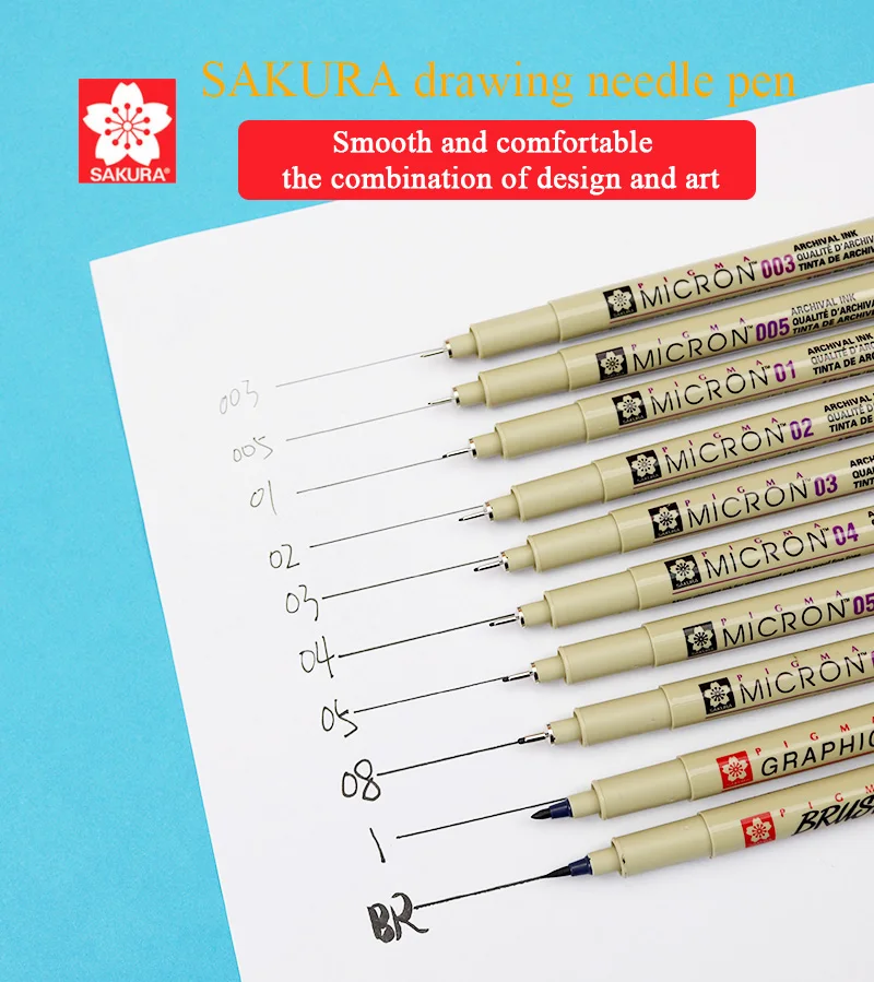 SAKURA Pigma Micron Stift Zeichnung Nadel Stift 003 005 1,0 01 02 03 04 05 08 Pinsel feine Spitze Marker Stift 1 Stück Skizze Malerei Kunst – Detail 1