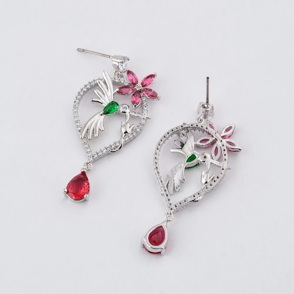 New fashionable and attractive flower bird pear zircon earrings.The bride's upscale jewelry earrings for the girl. ER-221