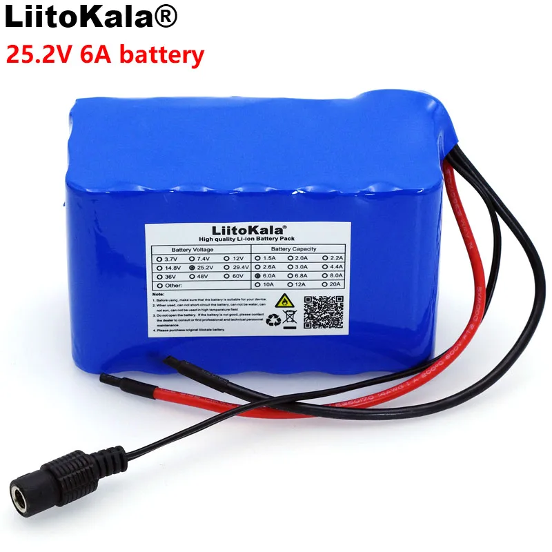 LiitoK 24V 6Ah 6S3P 18650 Battery 6000mAh Electric Bicycle Moped /Electric/Li ion Battery Pack with 25.2 v BMS Protection