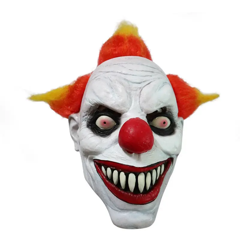 ผู้ใหญ่ผู้ใหญ่ผมหน้ากากฮาโลวีนน่ากลัว Ghost Clown Face แฟนซีชุดเครื่องแต่งกาย Props หน้ากาก