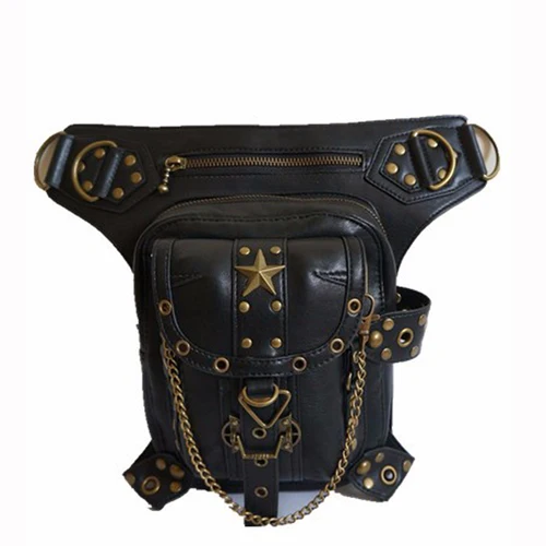 Imagen 2 del producto Bolsas de cintura Steampunk para mujer y hombre, funda de estilo victoriano, riñonera para motocicleta, riñonera para muslo y cadera, bolsas de mensajero